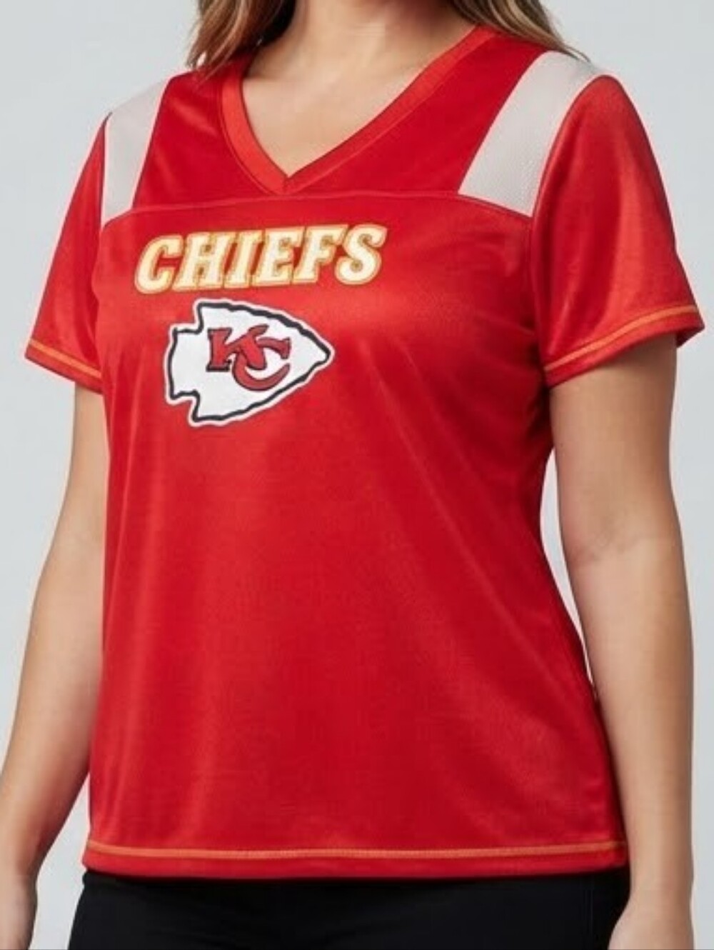 NFL Team Apparel Kansas City Chiefs Red V-Neck Women's Jersey Size XL/TG